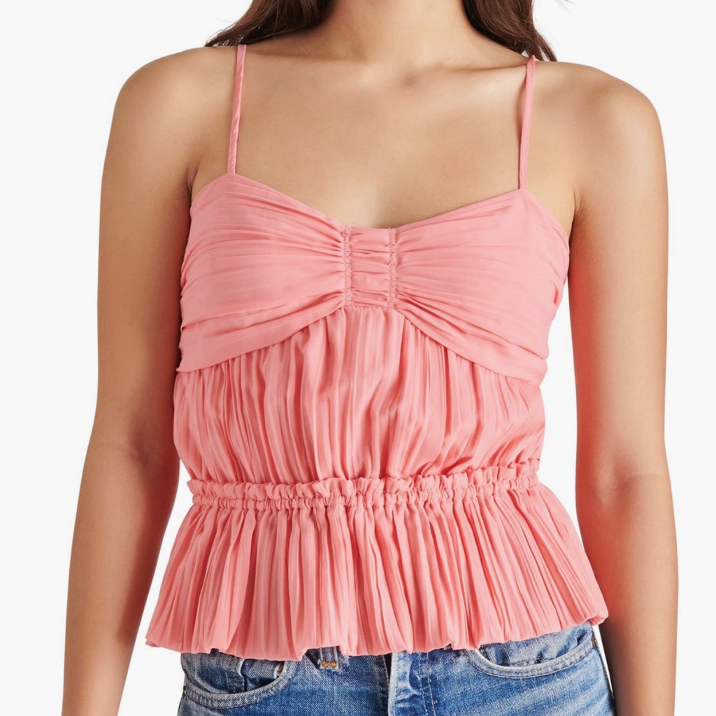 Steve Madden Solange Ruched Peplum Camisole. Ladies Size Small.